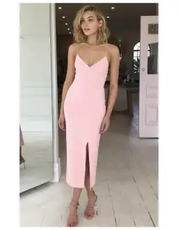 Bec & Bridge Lea Split Midi Dress Blush Size 6 for rent on The Volte - image 1