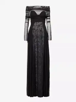 Camilla & Marc Nolana Semi Sheer Full Length Evening Dress Black Size 14 for rent on The Volte - image 4