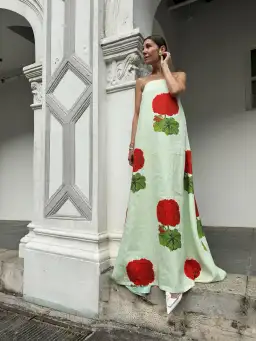 Oroton Posie Gown Geranium Floral Print Size AU 6 