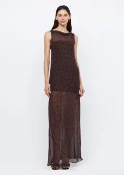Bec & Bridge Turner Boatneck Sheer Maxi Dress Brown Size AU 10