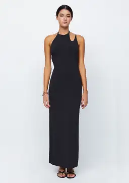 Bec & Bridge Zadie Asym Maxi Cut Out Strap Halter Open Back Dress Black Size AU 6