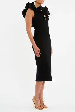 Rebecca Valance Chloe Midi Dress in Black Size AU 8 for rent on The Volte - image 2