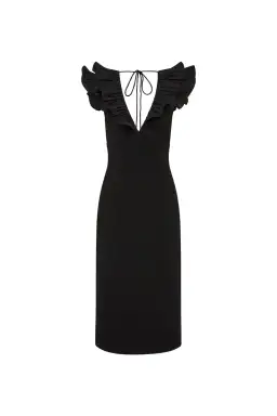 Rebecca Valance Chloe Midi Dress in Black Size AU 8 for rent on The Volte - image 5