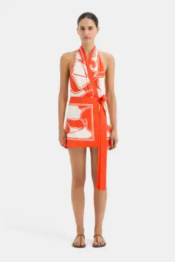 Sir The Label Ramona Halter Mini Dress Orange Pint Size 8