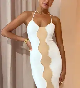 By Johnny Caprera Knit Midi Dress in Ivory Bone Size XS / AU 6 for rent on The Volte - image 2