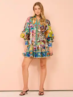 Alemais Evergreen Mini Dress Multi Size AU 8