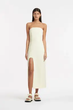 Sir The Label Marco Structured Midi Dress Lemon Size 1 / AU 8