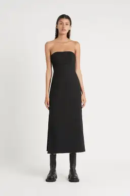Sir The Label Andre Strapless Midi Dress Black Size 0 / AU 6