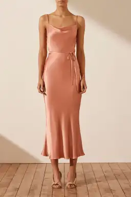 Shona Joy La Lune Bias Cowl Midi Dress Antique Rose Size AU 10