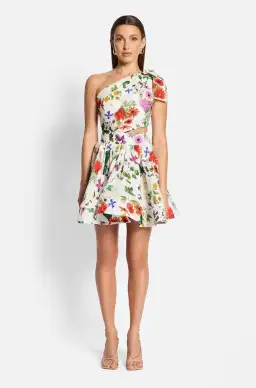 Sofia the Label Birdie One Shoulder Mini Dress Multi Size AU 8