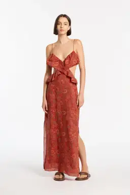 Sir the Label Allegra Frill Maxi Dress Floral Print Size 1 / AU 8