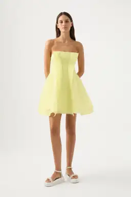 Aje Astrid Strapless Mini Dress in Lemon Size 8 AU for rent on The Volte - image 1