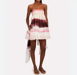 Aje Kasbah Sunset Stripe Ruched Bow Back Mini Dress Multi Size 6 for rent on The Volte - image 3