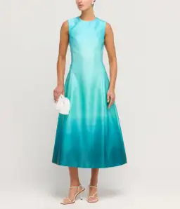 Leo Lin Cleo Sleeveless Midi Dress in Ombre Aqua Size 6 for rent on The Volte - image 1