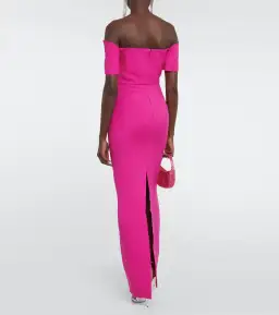 Roland Mouret Asymmetric Wool Blend Maxi Dress Pink Size 8 for rent on The Volte - image 2