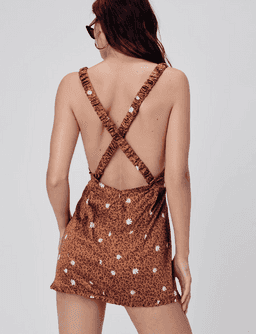 For Love and Lemons Tawney Mini Dress Brown Size S for rent on The Volte - image 3