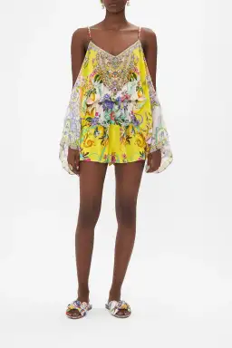 Camilla Franks Drop Shoulder Playsuit Caterina Spritz Yellow Size M / AU 12