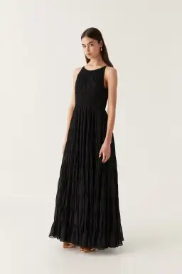 Aje Rosewood Ruched Maxi Dress Black Size 6