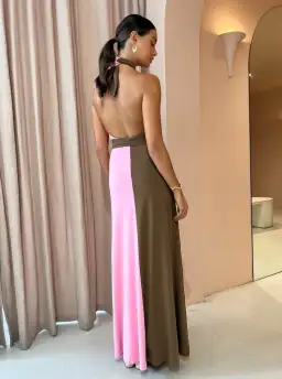 Hansen And Gretel Tempest Halter Wrap Dress In Carob/Pink Size 10 for rent on The Volte - image 7