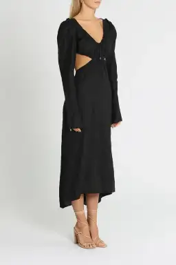 KITX Vital Signs Linen Corset Midi Dress Black Size 12 for rent on The Volte - image 2