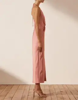 Shona Joy Luxe Twist Front Halter Midi Dress Pink Size 16  for rent on The Volte - image 2