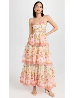 Zimmermann Laurel Frill Cotton-Blend Midi Dress Floral Size 2 / AU 12