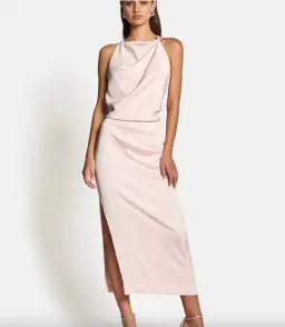 Sofia The Label Amelie High Neck Satin Dress in Blush / Size 10 for rent on The Volte - image 2