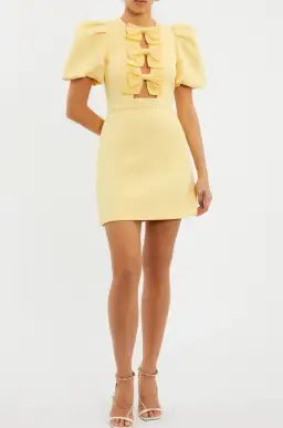 Rebecca Vallance Chloe Bow Mini Dress Yellow Size 12 for rent on The Volte - image 2