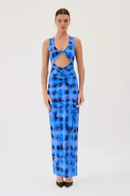 Suboo Shibori Twist Front Maxi Dress Blue Size XS/6