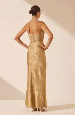 Shona Joy Royale Strapless Lace Up Maxi Dress Gold Size 10 for rent on The Volte - image 3