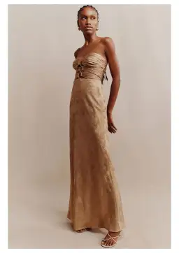 Shona Joy Royale Strapless Lace Up Maxi Dress Gold Size 10 for rent on The Volte - image 1