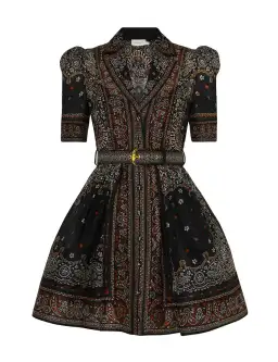 Zimmermann Matchmaker Mini Shirt Dress Black Bandana Size 0 / AU 8 for rent on The Volte - image 4
