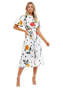 Leo Lin La Flor Midi Dress in Multi Floral Size 10 for rent on The Volte - image 1