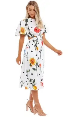 Leo Lin La Flor Midi Dress in Multi Floral Size 8 for rent on The Volte - image 4