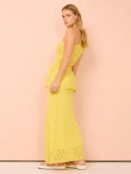 Camilla and Marc Clover Knit Skirt and Top Set In Acid Yellow Size XS / AU 6  for rent on The Volte - image 2