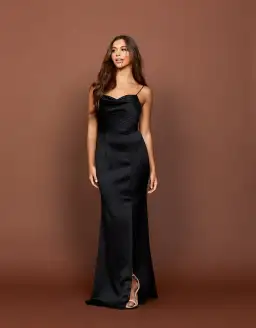 Bariano Lana Draped Cowl Gown Black Size AU 14  for rent on The Volte - image 1