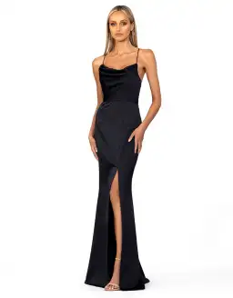 Bariano Valentine Cowl Neck Strappy Back Gown Black Size AU 12 for rent on The Volte - image 4
