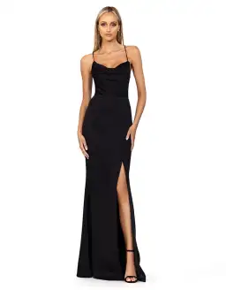 Bariano Valentine Cowl Neck Strappy Back Gown Black Size AU 12 for rent on The Volte - image 1