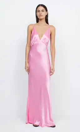 Bec & Bridge Lorelai V Maxi Dress Candy Pink Size AU 8