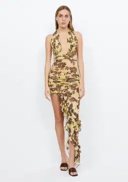Bec & Bridge Malibu Bay Halter Dress Citrus Plum Floral Size AU 10 for rent on The Volte - image 1