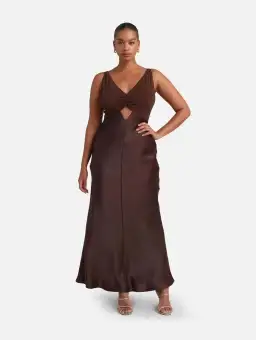 Bec & Bridge Julieta V Maxi Dress Brown Size 8 
