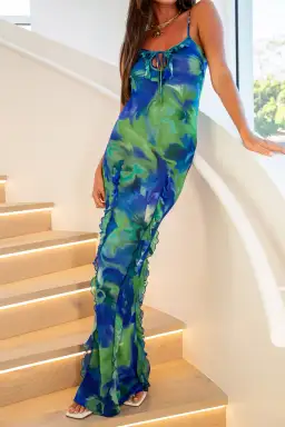 Isabelle Quinn Kyra Ruffle Maxi Dress Pacific Pansie Size 10 for rent on The Volte - image 4