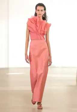 Aje Flame Crop Top and Mary Column Maxi Skirt Set in Guava Pink Size 10 for rent on The Volte - image 1