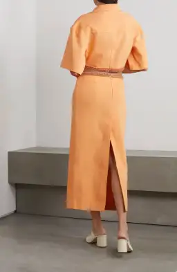 Christopher Esber Beaded Torso Linen Shirt Dress Tangerine Size 10 for rent on The Volte - image 2