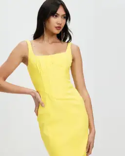 Derma Department Natalia Midi Dress Yellow Size 4 for rent on The Volte - image 2