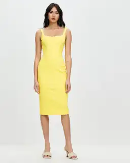 Derma Department Natalia Midi Dress Yellow Size 4 for rent on The Volte - image 1