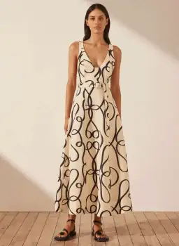 Shona Joy Cecelia Plunged Dress Print Size 8 for rent on The Volte - image 1
