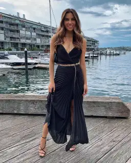 SHEIKE Vivianne Pleat Dress with Belt black size 6 for rent on The Volte - image 1