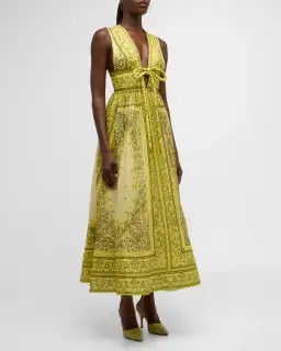 Zimmermann The Matchmaker Bow Long Dress in Yellow Bandana
Size 0 / AU 8