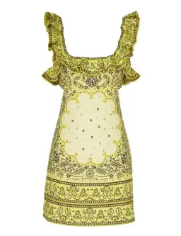 Zimmermann Matchmaker Frilled Mini Dress in Yellow Bandana Size 0 / AU 8